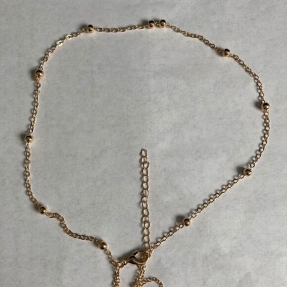 𝅺GOLDEN Layered Faux Onyx Stone Necklace - Picture 6 of 10